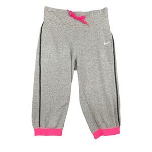 Nike Capri Sweatpants Girls L Large Gray Dri Fit Victory Cotton Nylon Blend Pant